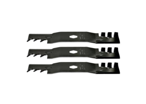 Image of Troy-Bilt Super Bronco 54 XP, 54K XP 54" Gator Style Mulching Mower Blades Replaces S Shape 742P05086X, 742P05086-X Set of 3